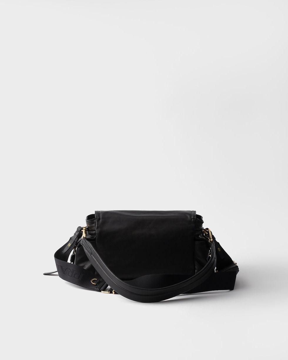 Thumbnail: Prada Explore medium shoulder bag with flap in black nappa leather – view 4