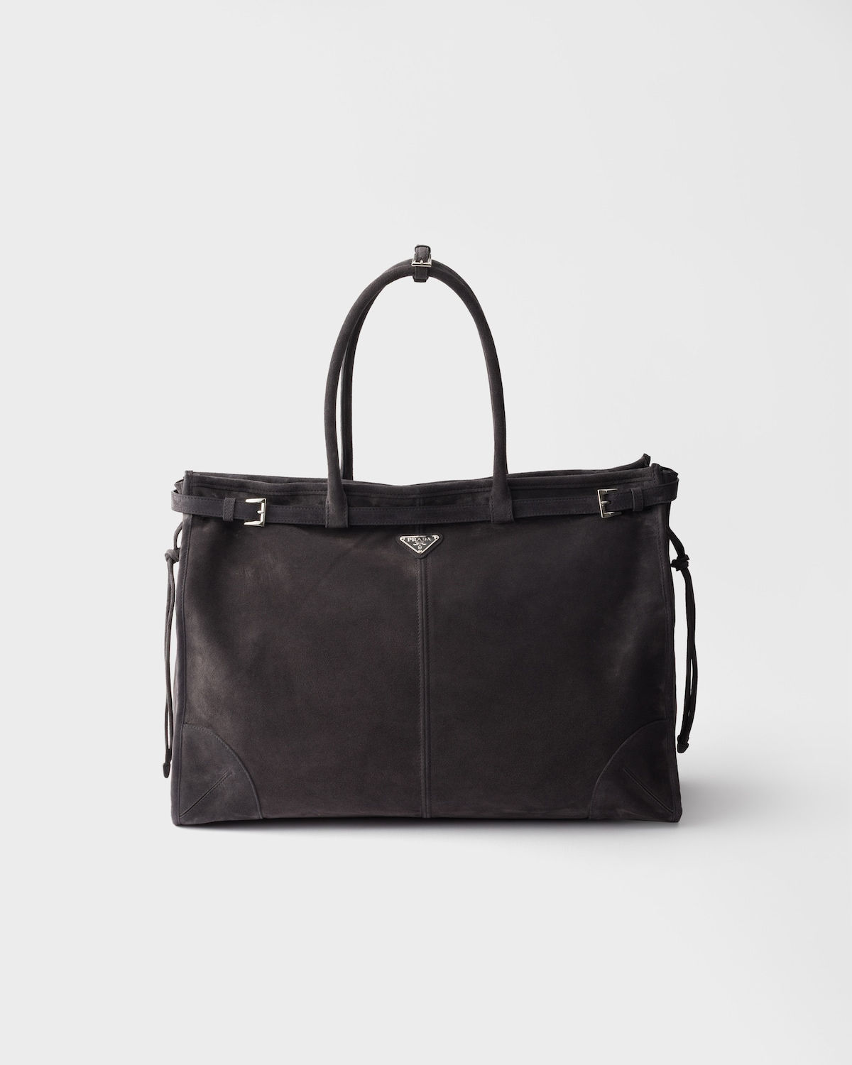 Prada Bonnie tote bag in anthracite gray suede – front view