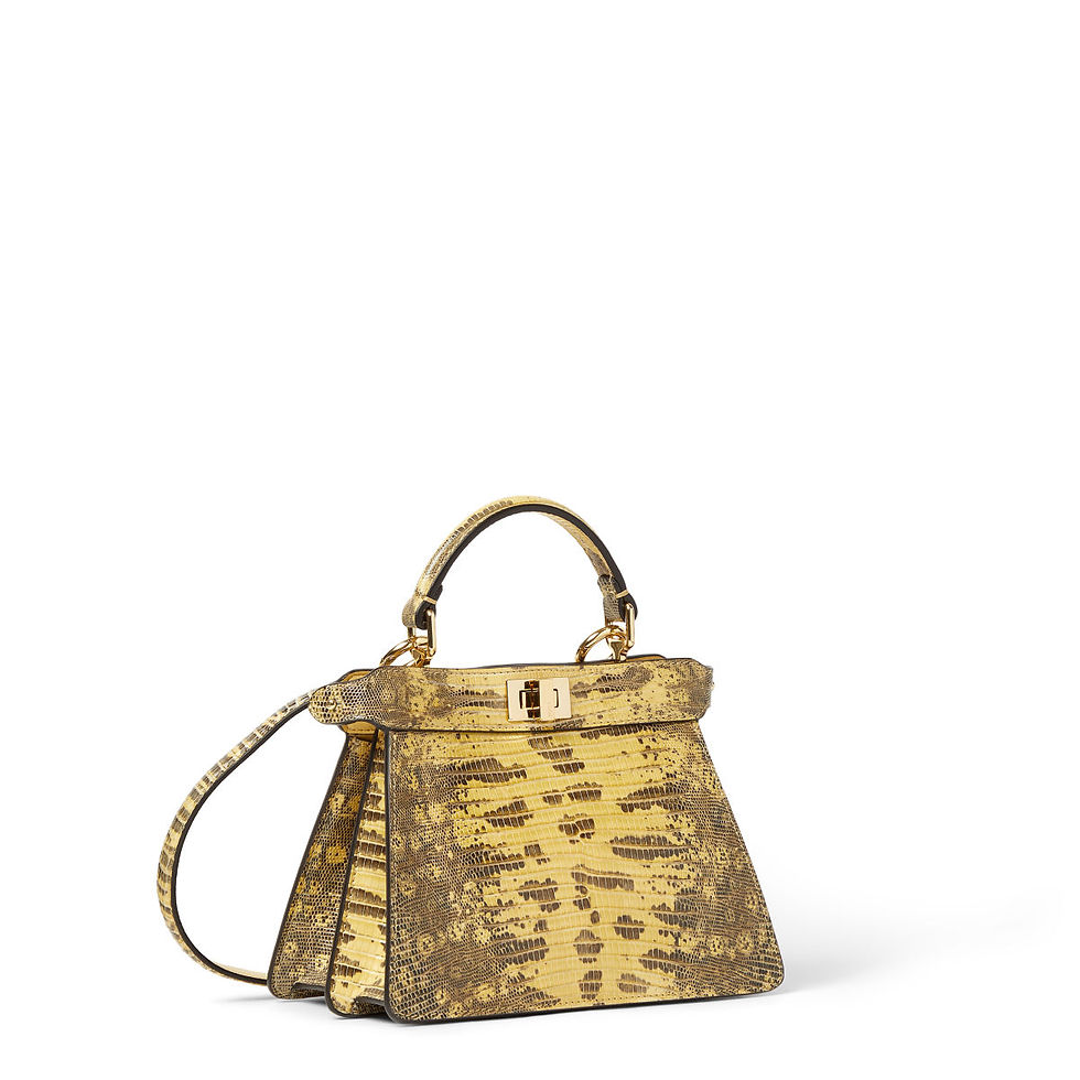 Fendi Peekaboo ISeeU Petite bag in light yellow tegu lizard leather – view 2