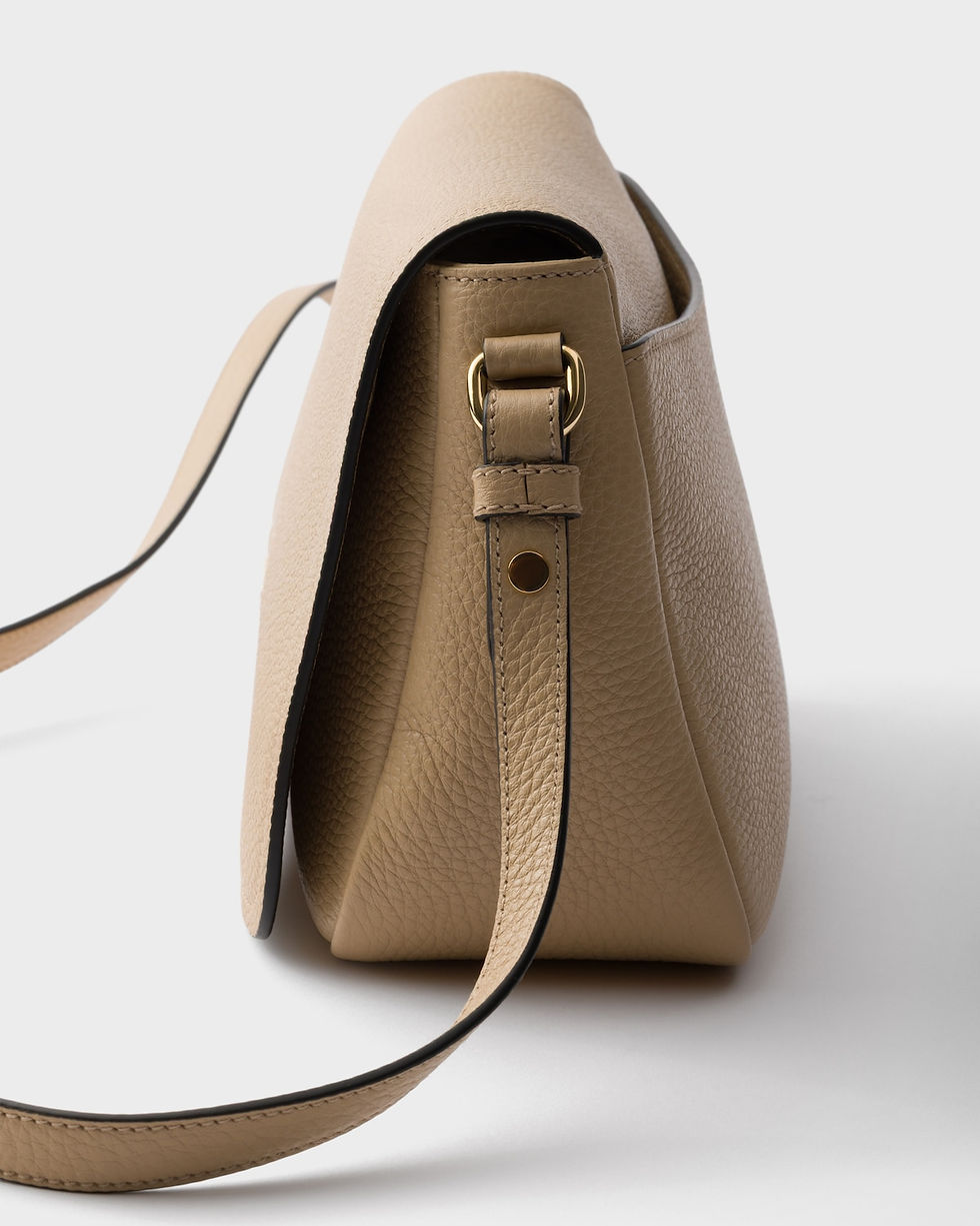 Thumbnail: Prada flap shoulder bag with two straps in beige sable leather – view 6