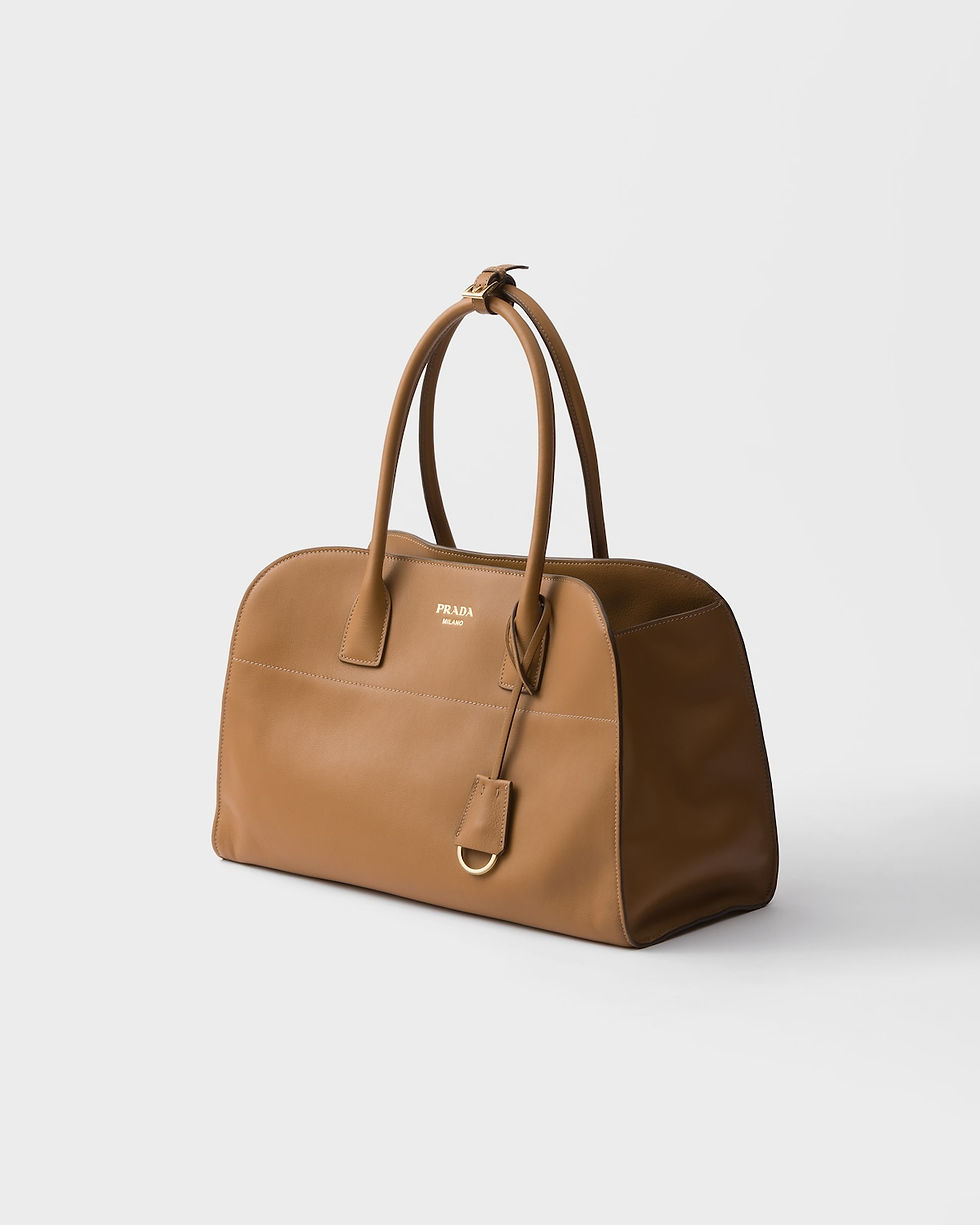 Prada large wide-opening tote bag in caramel calfskin – view 2