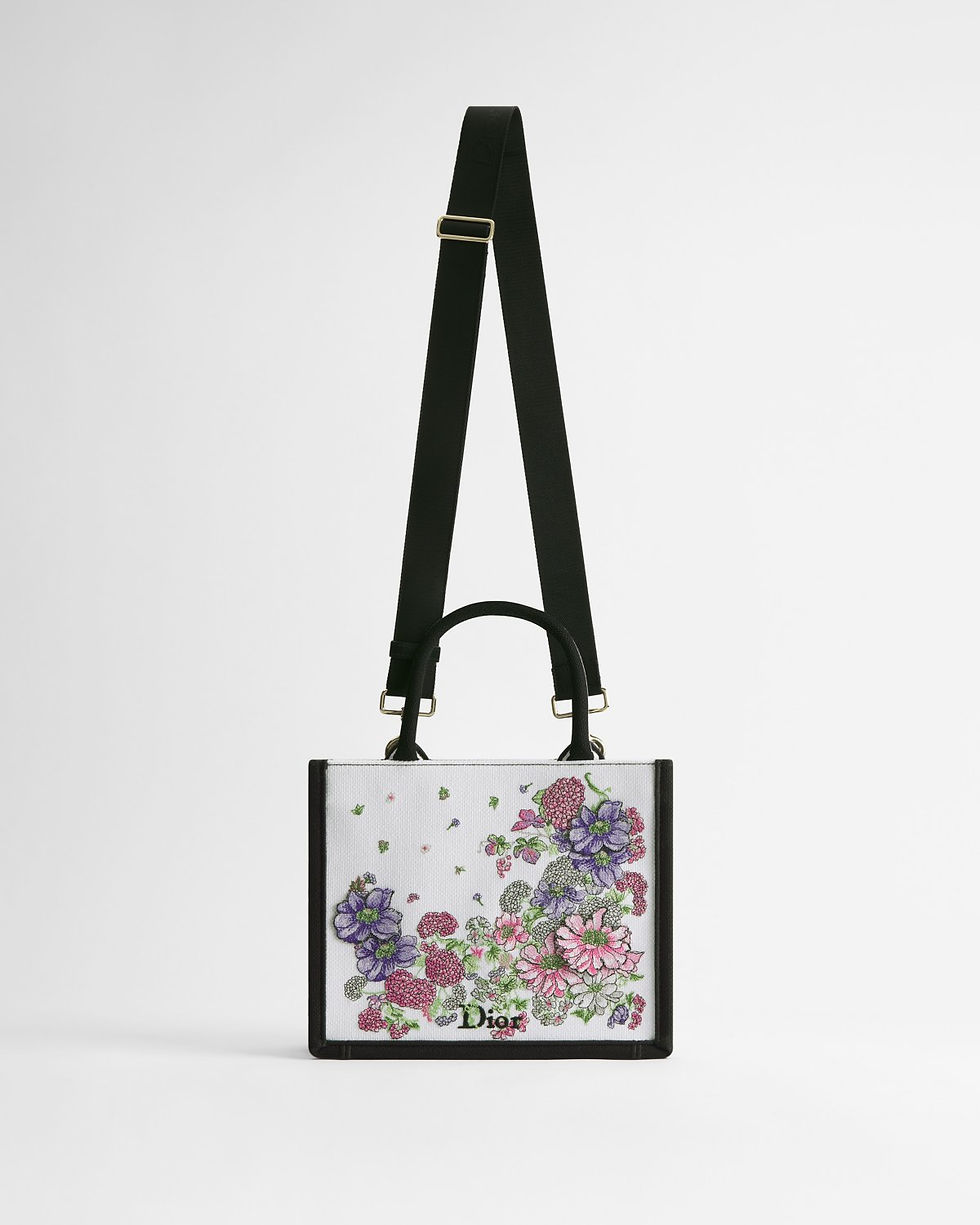 Dior Small Book Tote with strap in multicolour Dior Hortensia Garden cotton – view 2