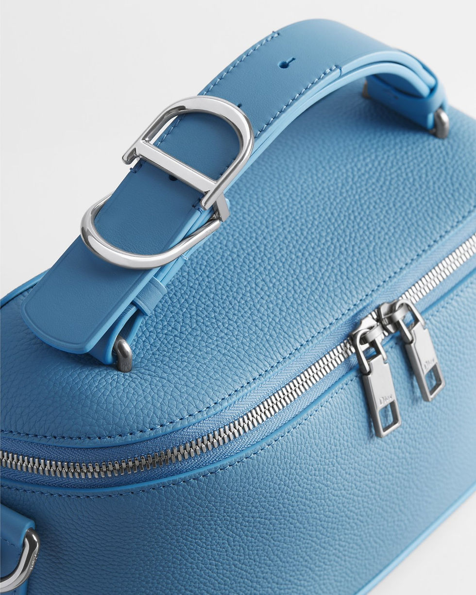 Thumbnail: Dior Archie zipped bag with strap in blue grained calfskin – view 4