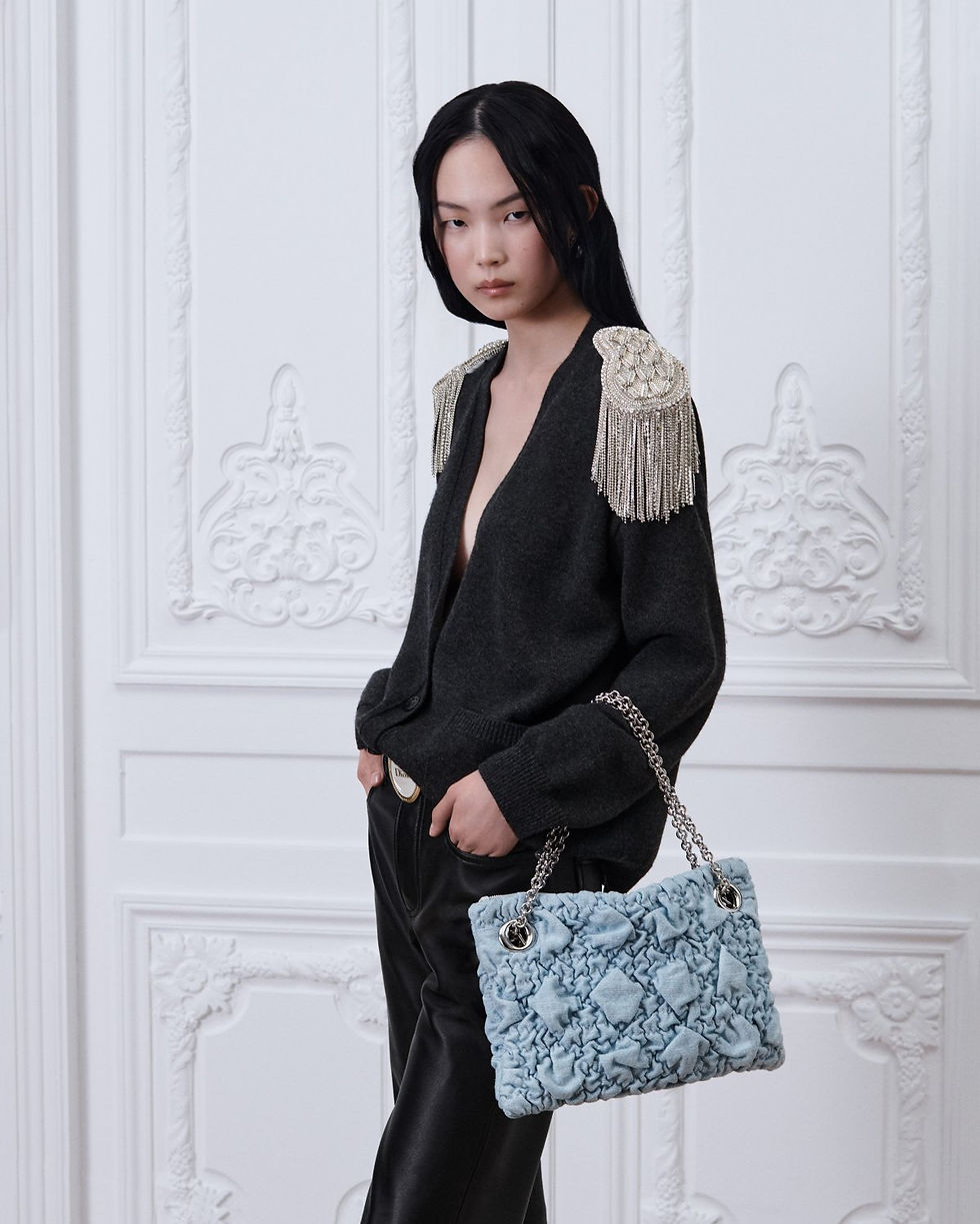 Dior Small Milly-La-Forêt bag in blue Puffy Macrocannage denim – view 2