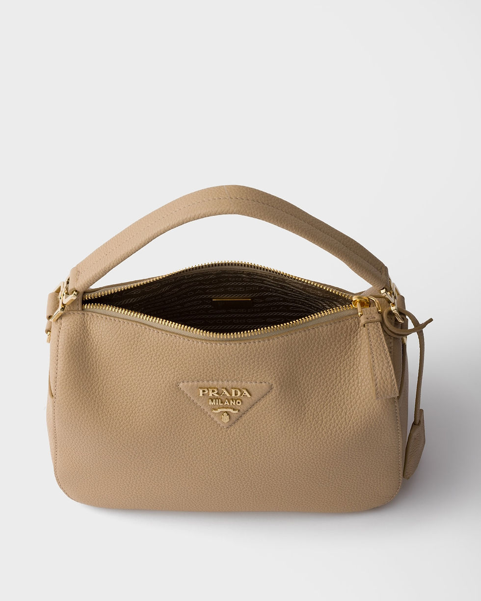 Thumbnail: Prada small shoulder bag in sand beige calfskin – view 5
