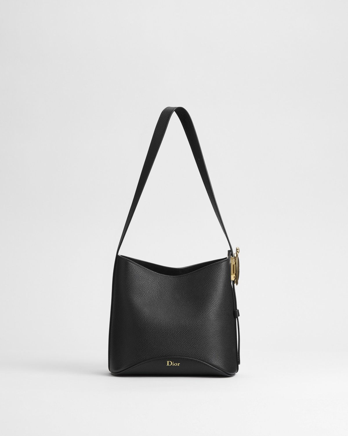 Dior Small Médaillon Bucket bag in black calfskin – front view