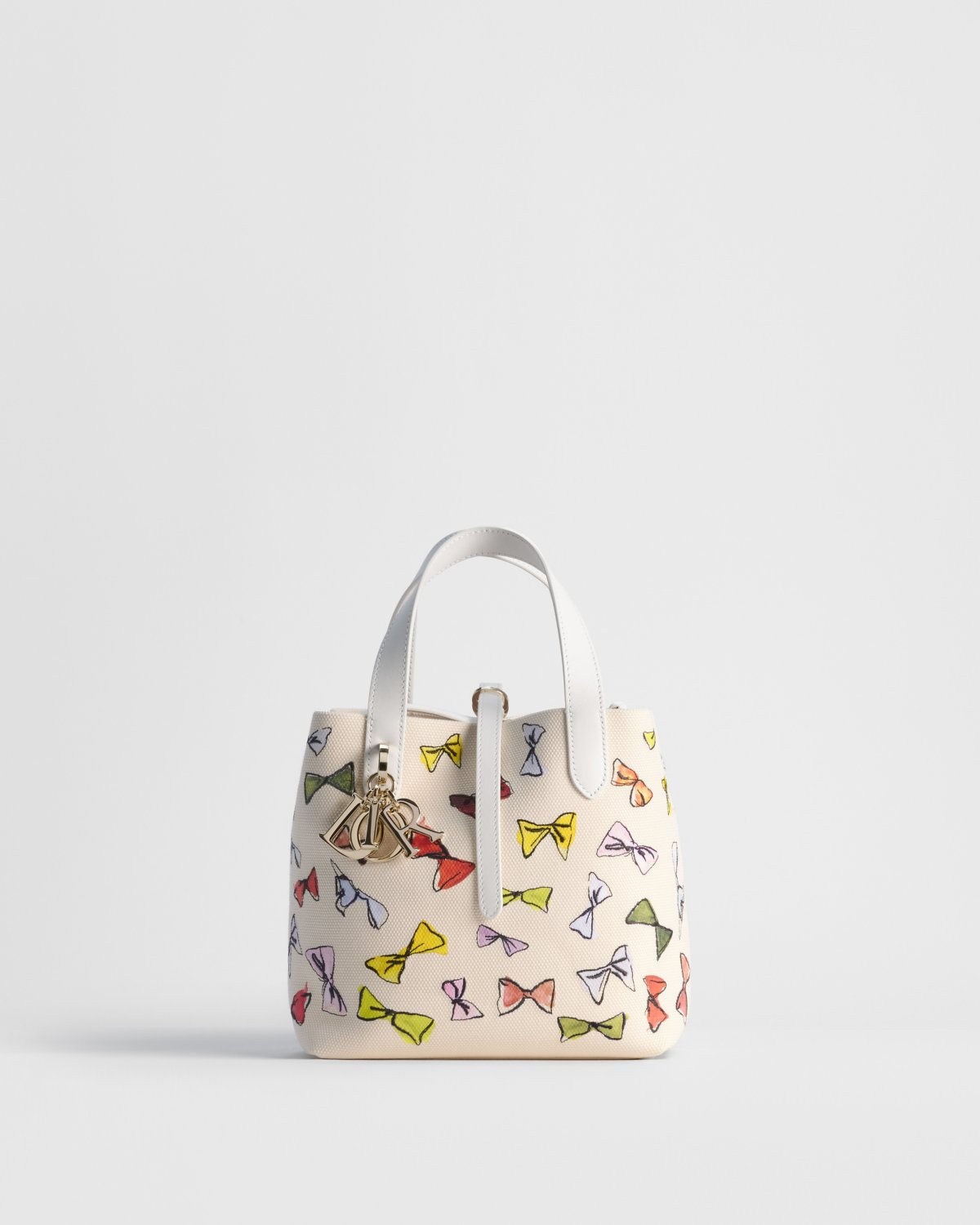 Dior Dioriviera Small Toujours Vertical Tote in multicolor Dior Bows canvas – front view