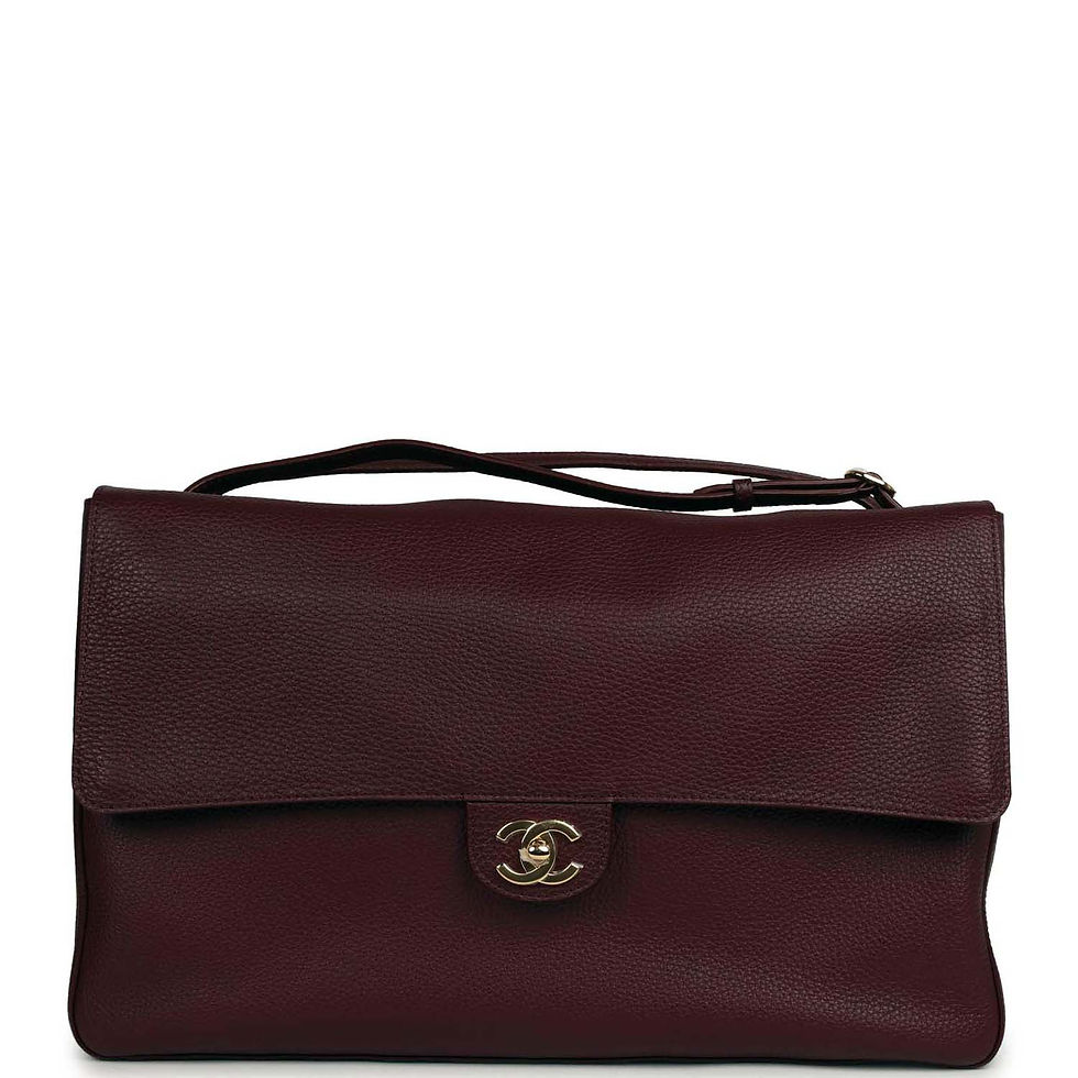 Chanel Maxi Souplissimo flap bag in dark burgundy grained calfskin with gold CC turn-lock