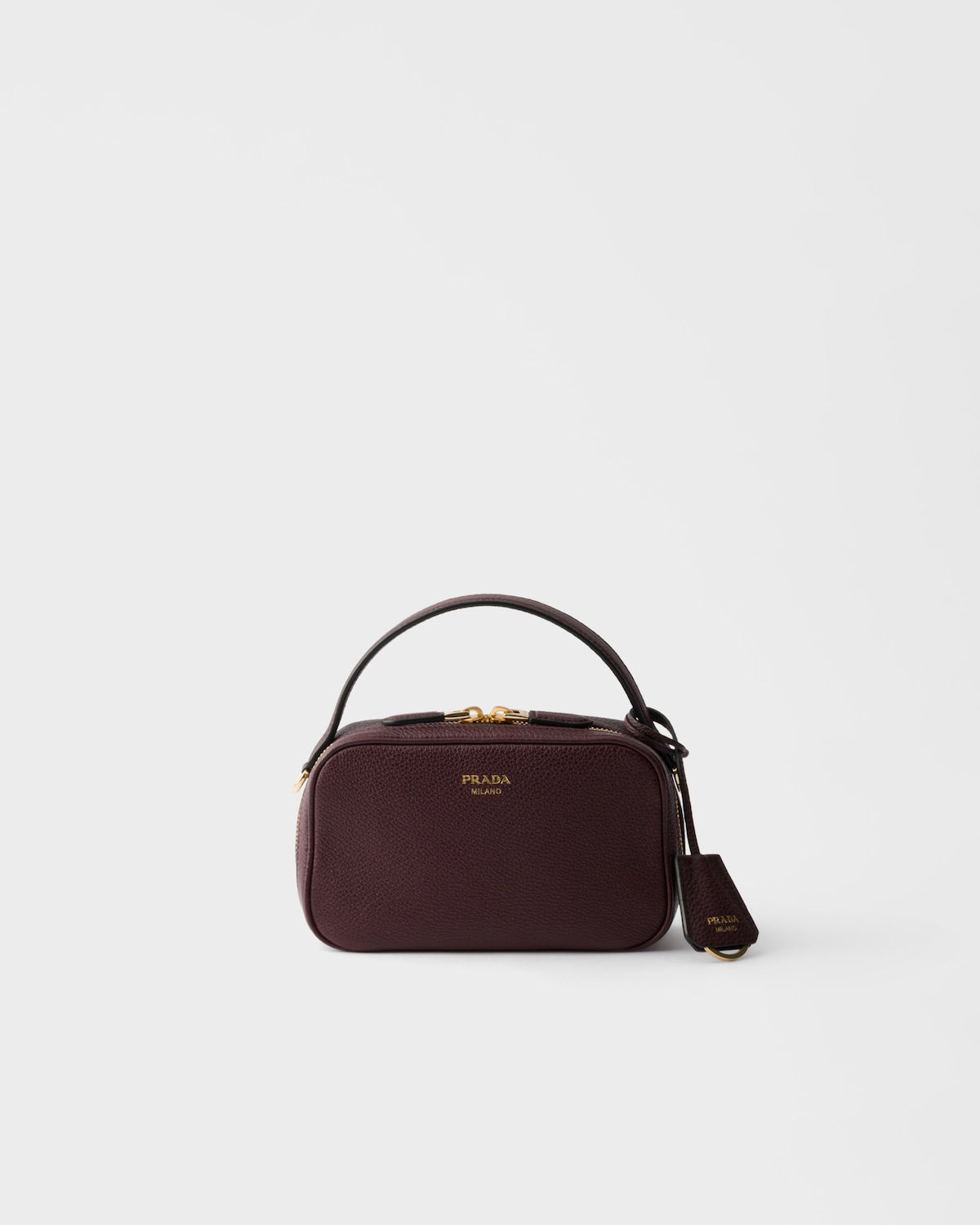 Prada Odette mini bag in burgundy leather – front view