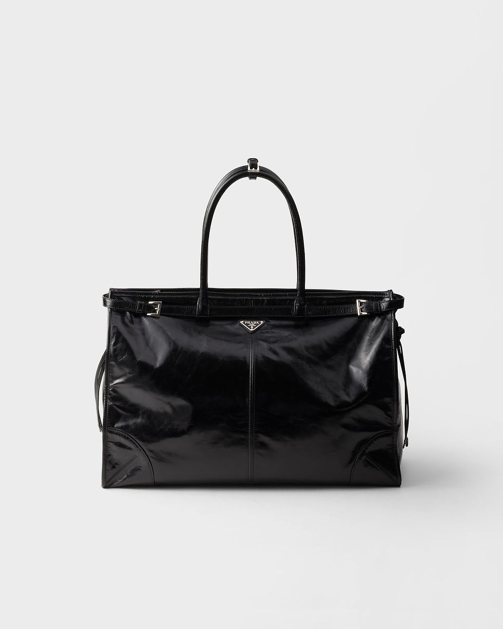 Prada Bonnie tote bag in black calfskin – front view