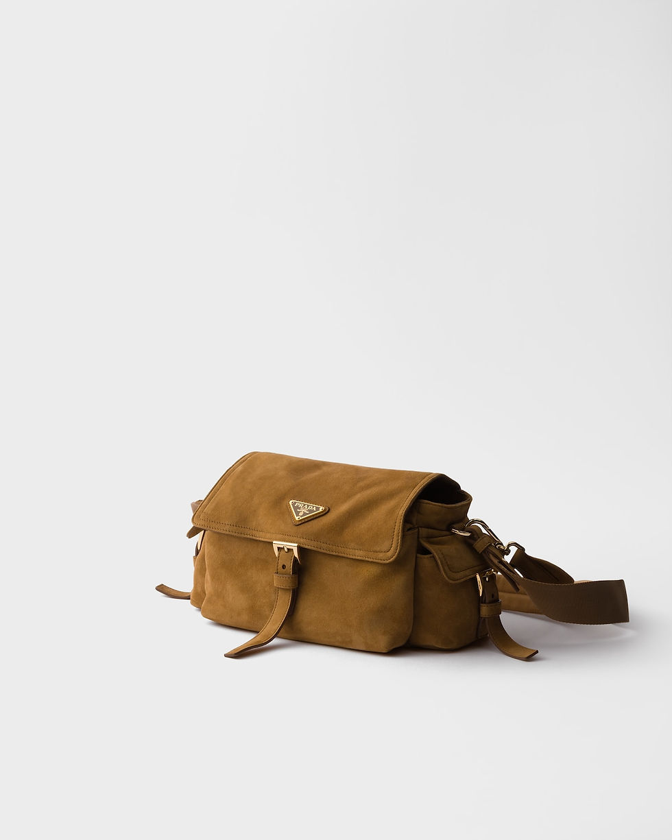 Thumbnail: Prada Explore medium shoulder bag with flap in cinnamon suede – view 3