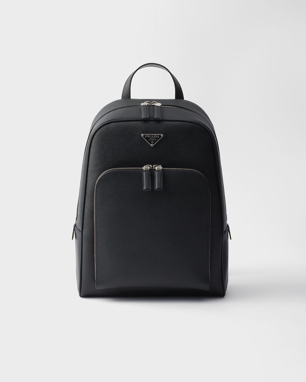 Prada backpack in black Saffiano leather – front view
