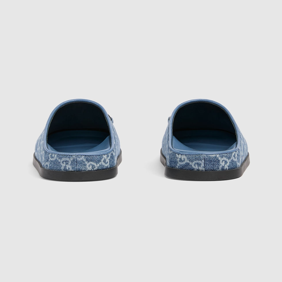 Thumbnail: Gucci Women's mule with Horsebit - blue GG denim