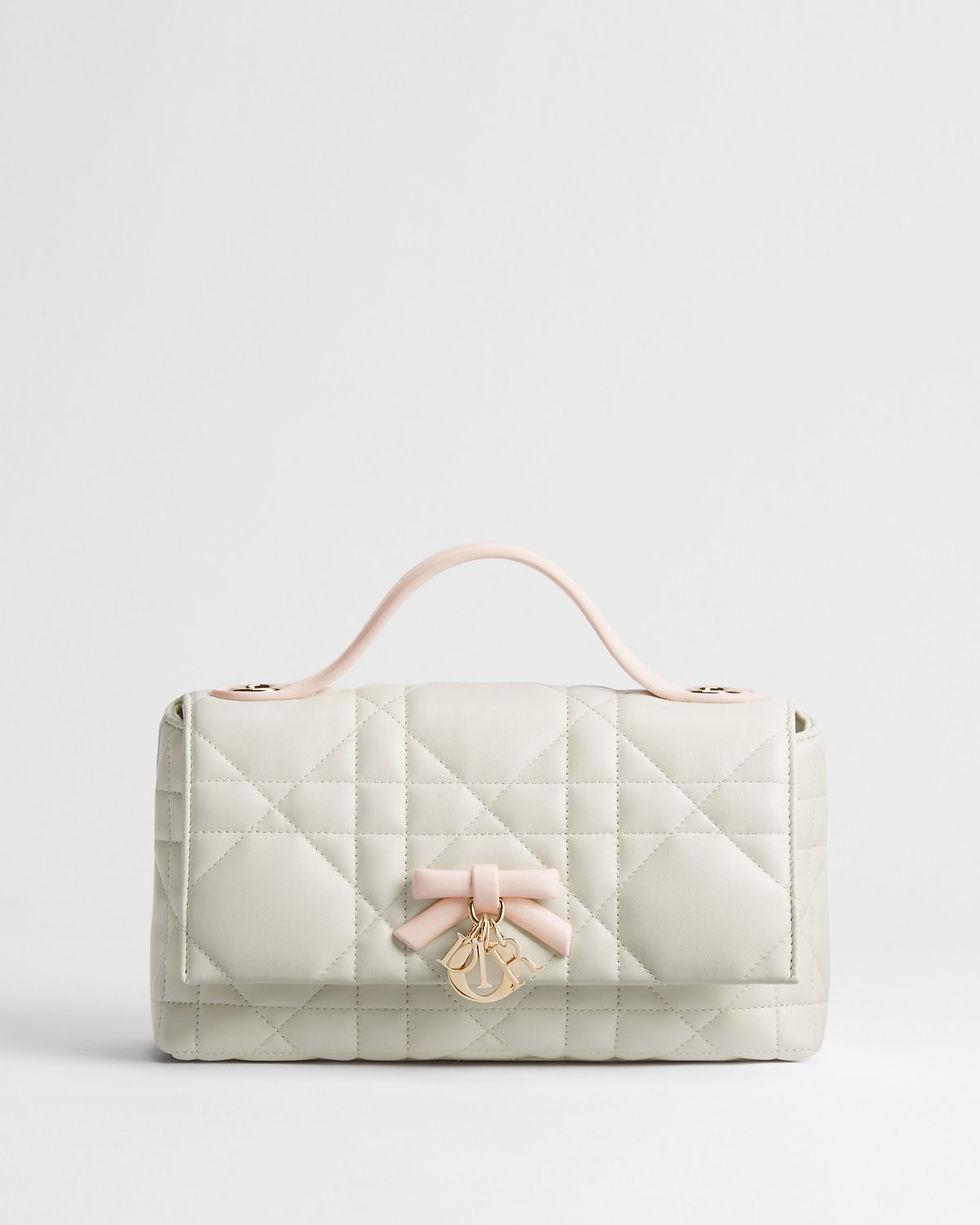 Dior Qixi My Tender Dior Mini Bag in pink two-tone Macrocannage lambskin – front view