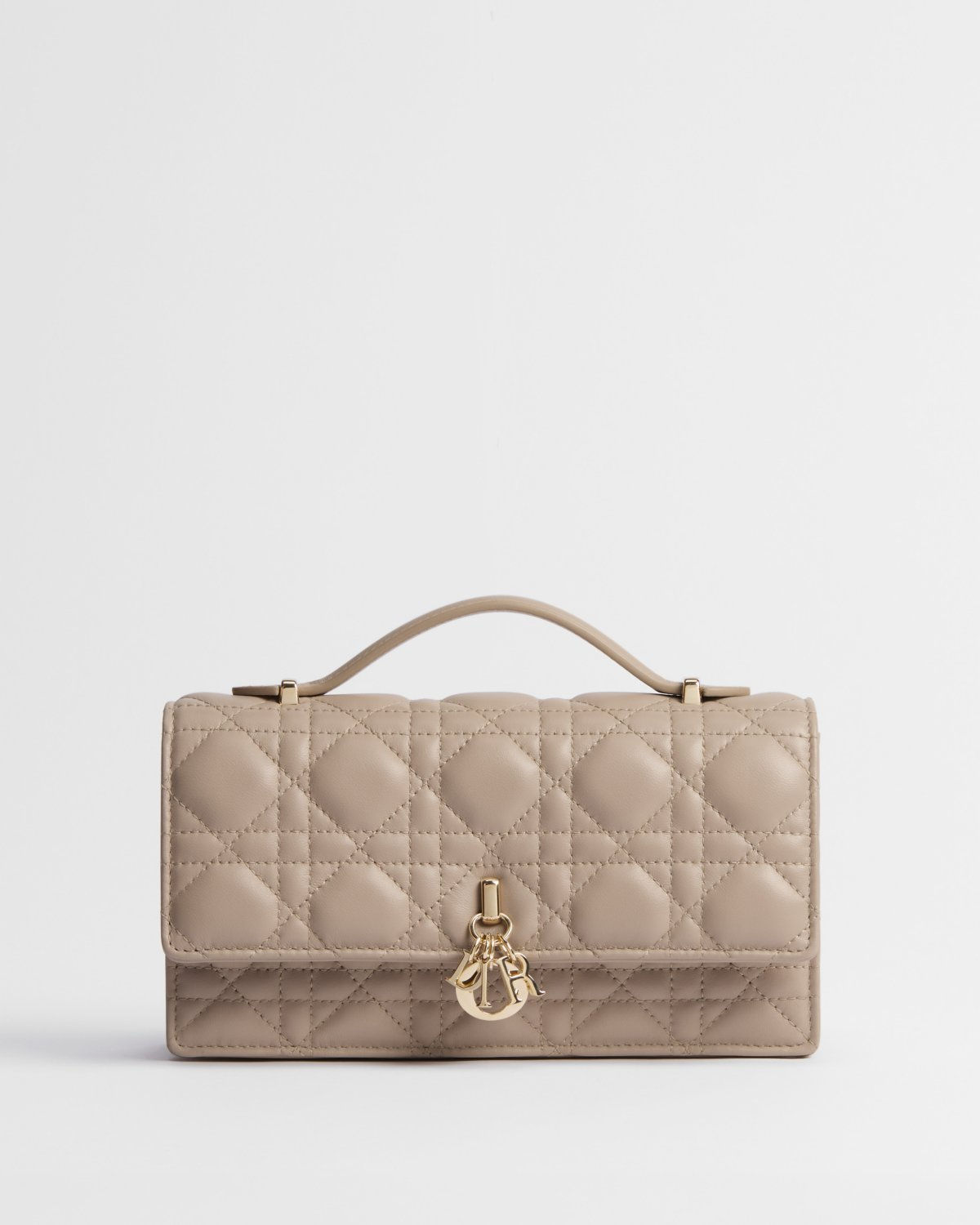Dior My Dior Mini bag in powder beige Cannage lambskin – front view