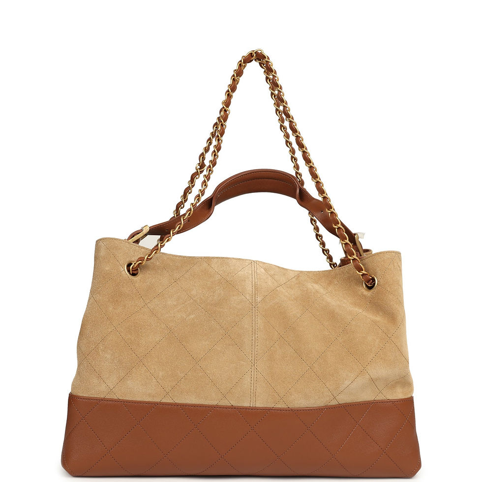 Thumbnail: Back panel of the two-tone hobo bag in plain quilted suede and lambskin