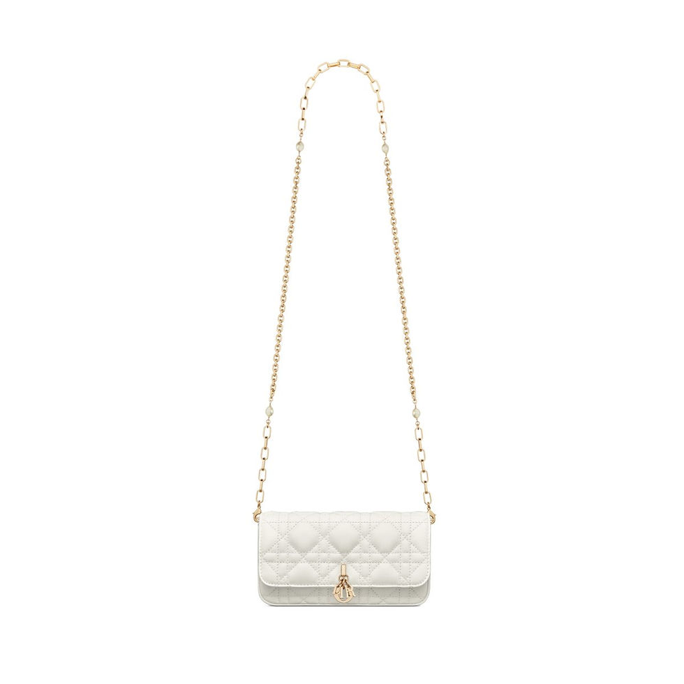Thumbnail: Dior My Dior Talk phone pouch in latte Cannage lambskin – view 4