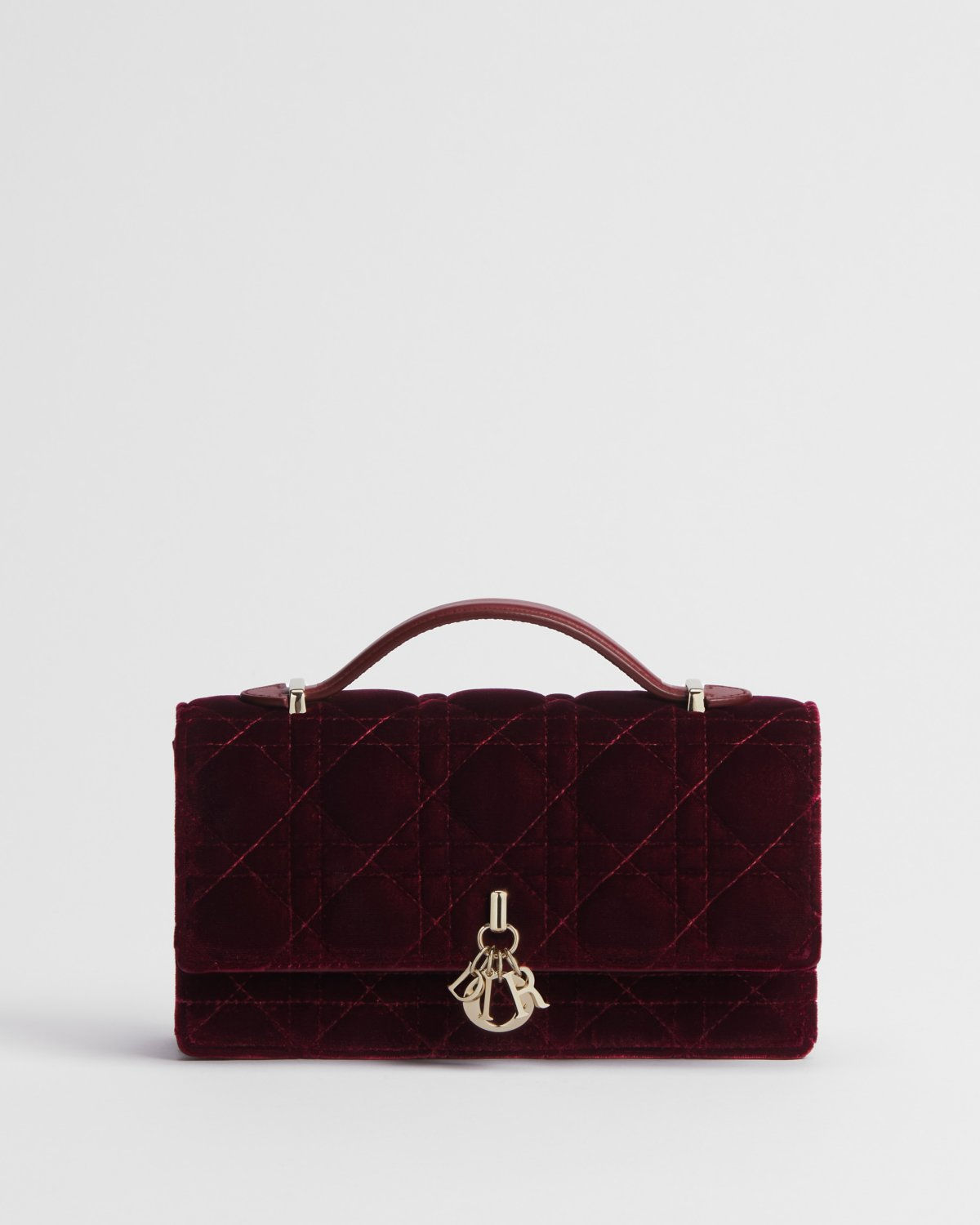 Dior My Dior Mini bag in burgundy Cannage velvet – front view