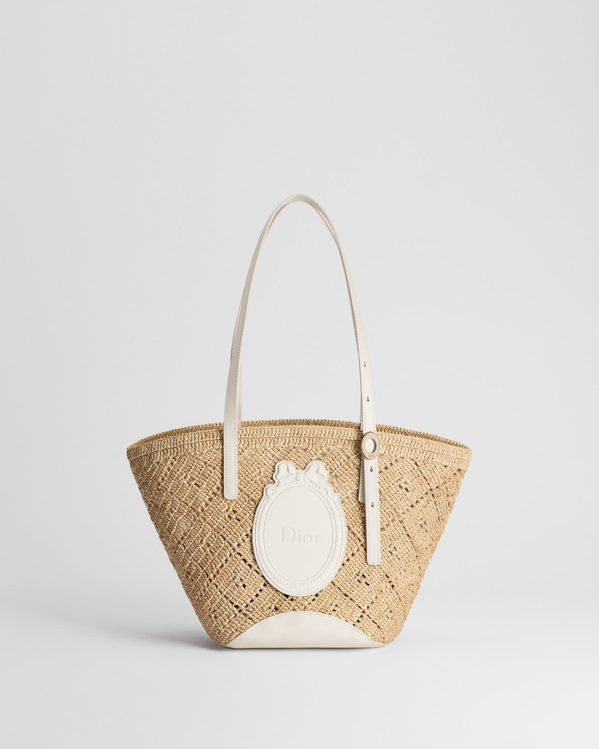 Dior Dioriviera Small Blooming bag in beige openwork raffia – front view