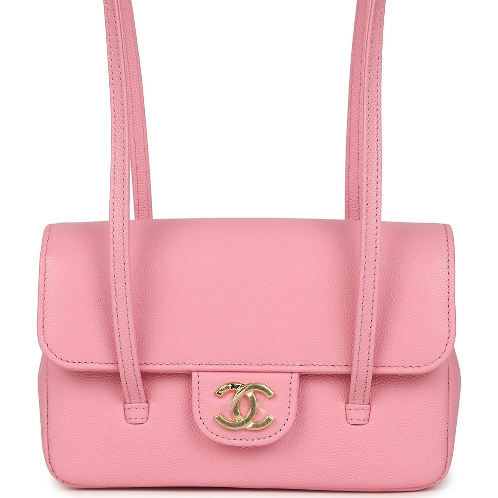 Chanel mini Preppy Coco flap bag in pink caviar leather with two straps