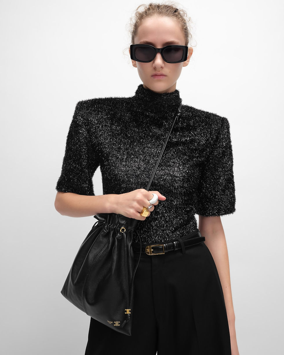 Celine Small Crystal Pouch in Black Lambskin – view 2