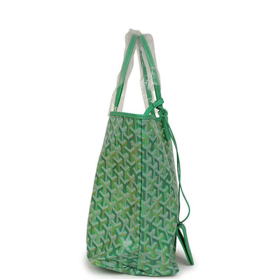 Thumbnail: Goyard Saint Louis PM tote in Meadow Green Goyardine canvas, side profile view