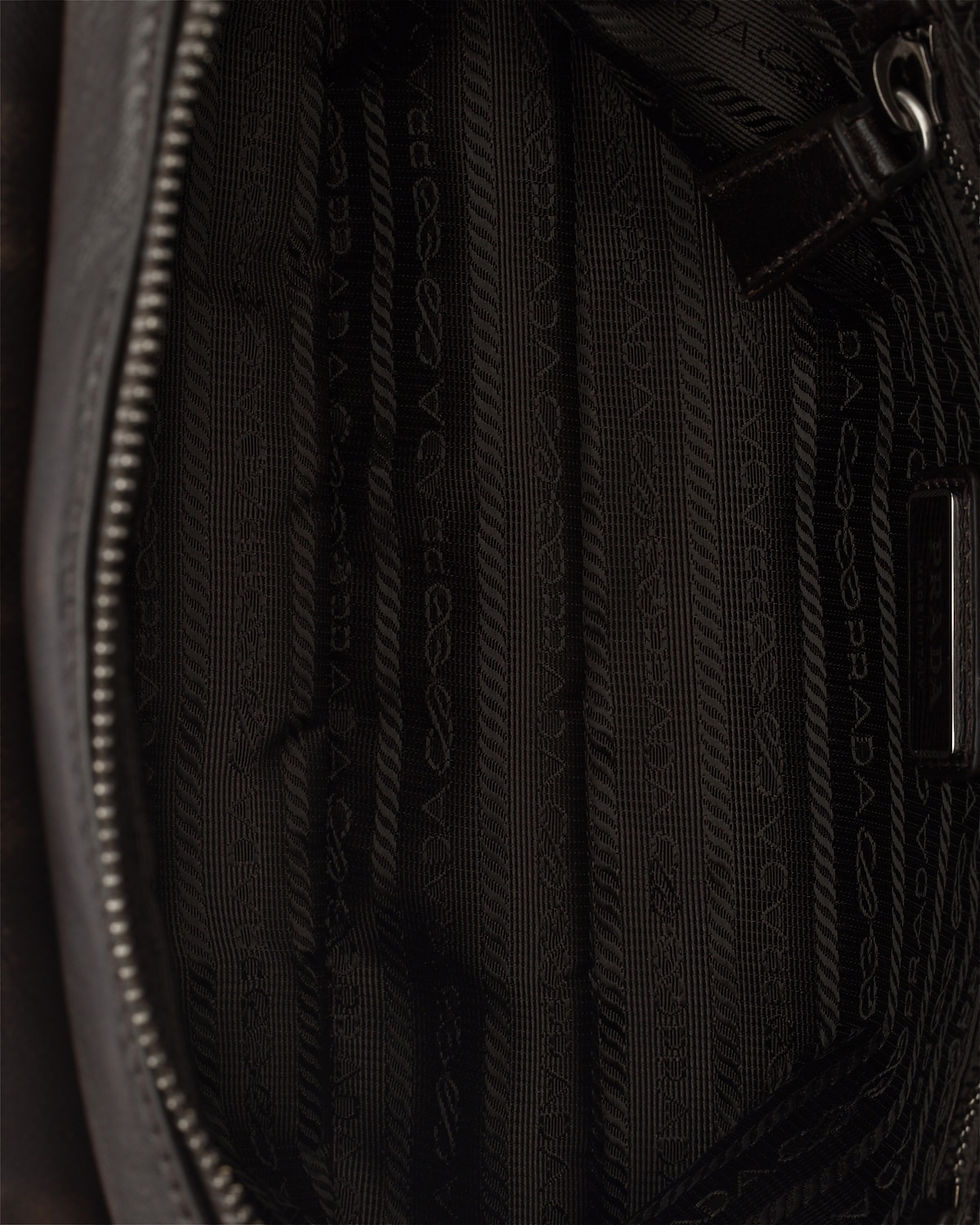 Thumbnail: Prada shoulder bag in dark brown distressed nappa leather – view 5