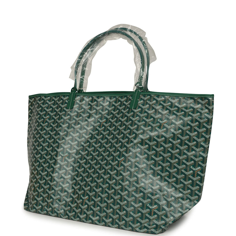 Thumbnail: Goyard Saint Louis GM tote bag in Green Goyardine, angled view, opposite side