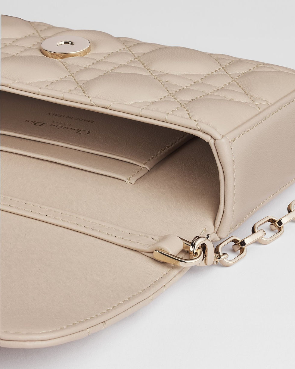 Thumbnail: Dior My Dior Talk phone pouch in powder beige Cannage lambskin – view 3