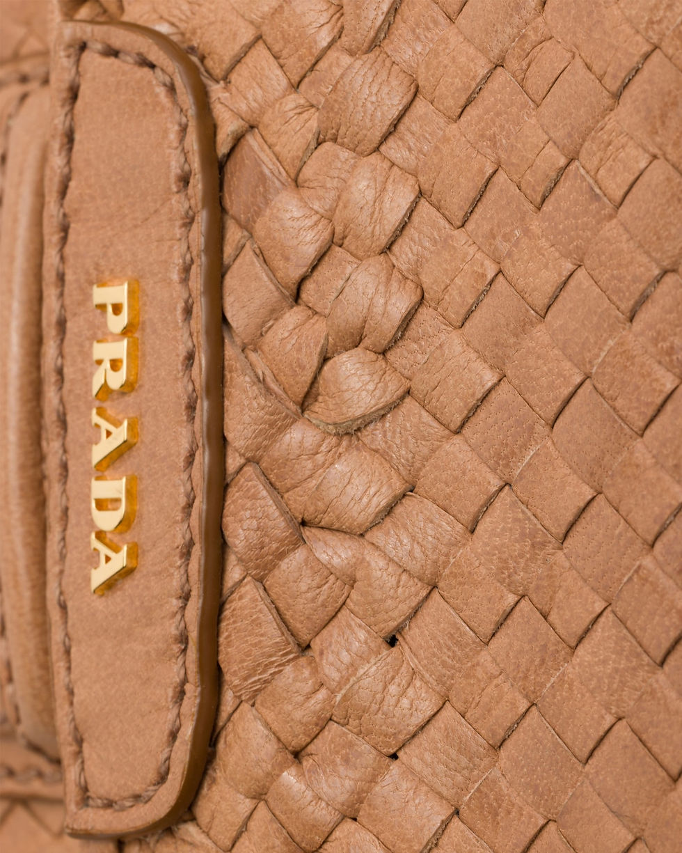 Thumbnail: Prada mini shoulder bag in sand beige woven leather – view 6