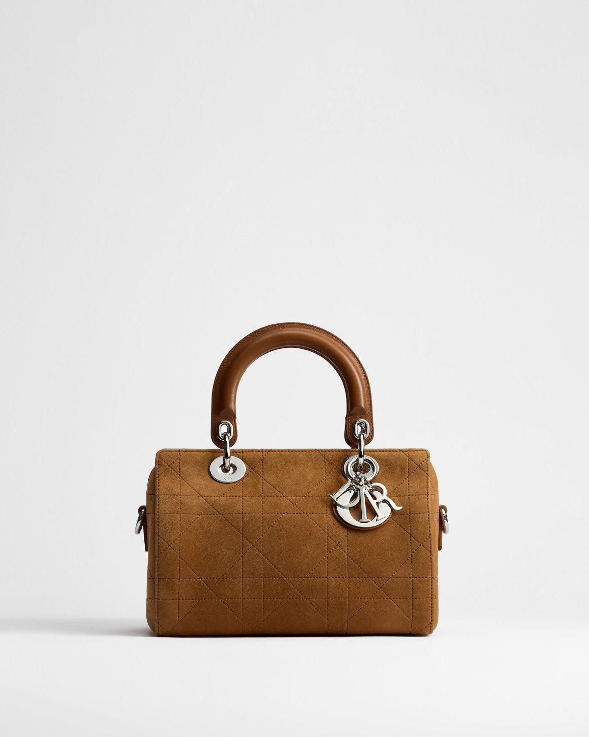 Dior Small Granville bag in brown suede, goatskin and lambskin – front view