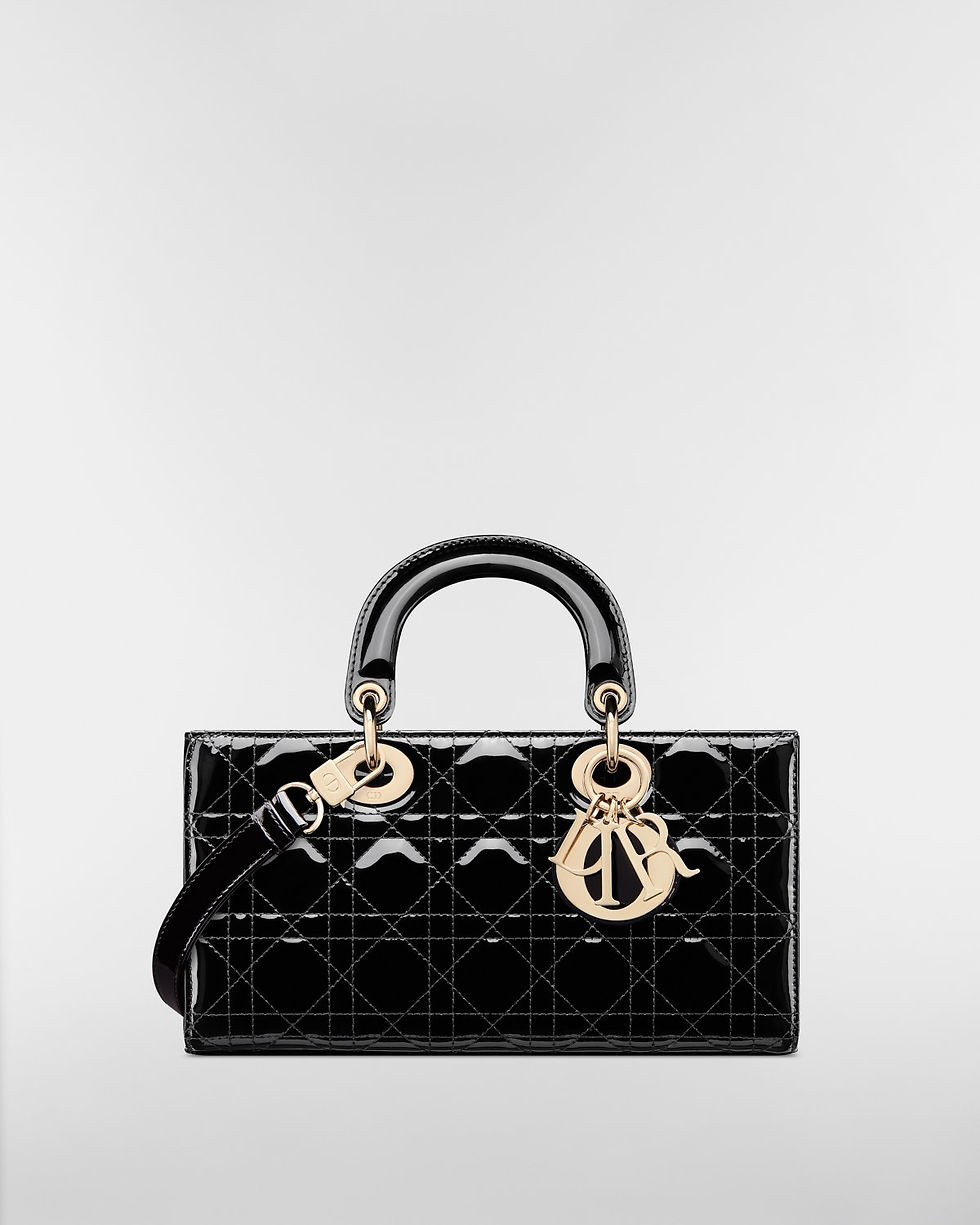 Dior Medium Lady D-Joy bag in black patent Cannage calfskin – front view