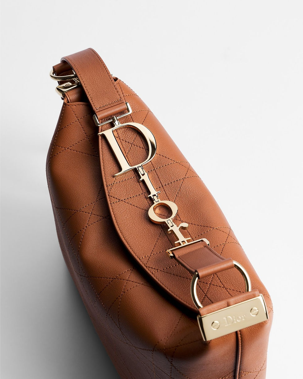 Thumbnail: Dior Medium Diorly bag in Marron Bobby brown grained calfskin – view 5