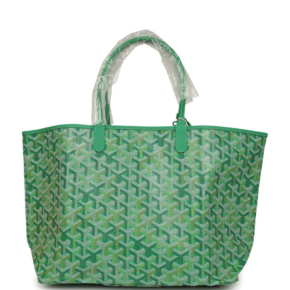 Thumbnail: Goyard Saint Louis PM tote in Meadow Green Goyardine canvas, front view at a slight angle