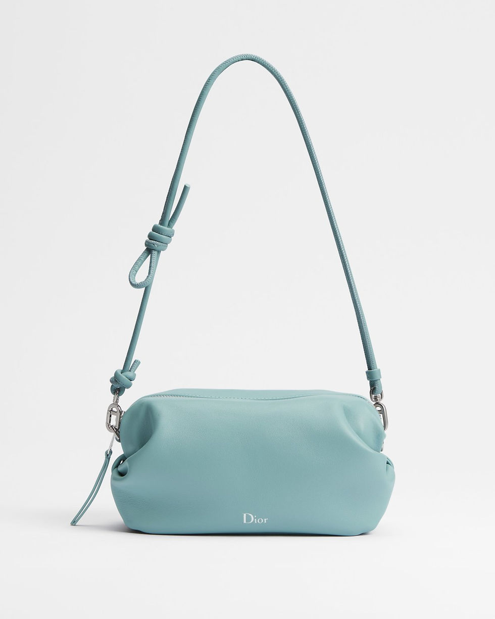 Dior Bow Pouch in Bleu Tourmaline supple lambskin – view 2