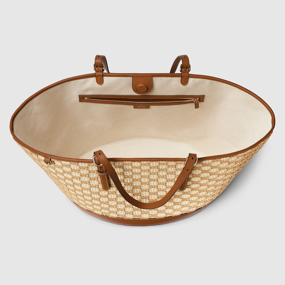 Thumbnail: Gucci Woven large tote bag - natural and brown fabric