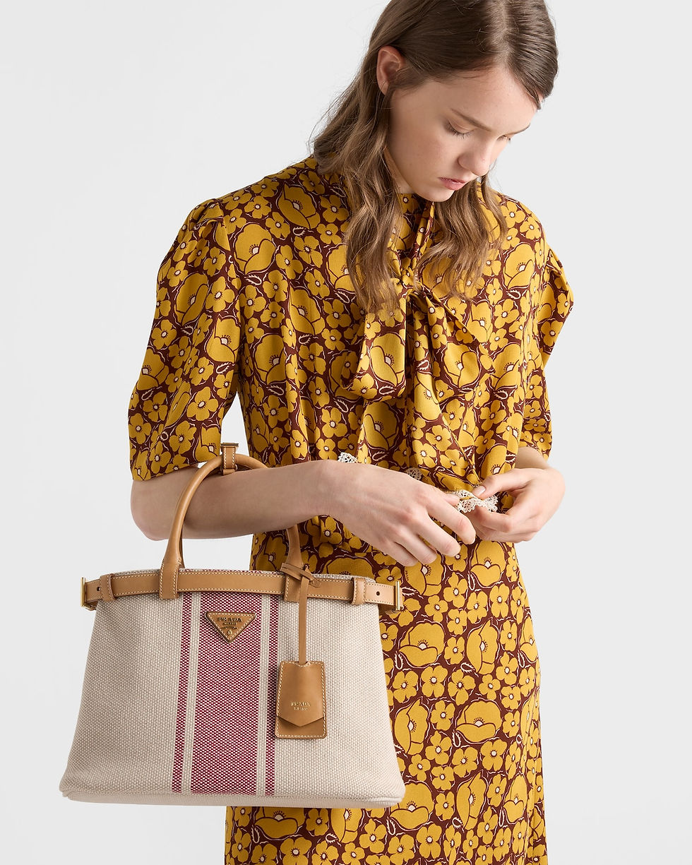 Prada Buckle small bag in tan/red canvas and leather – view 2