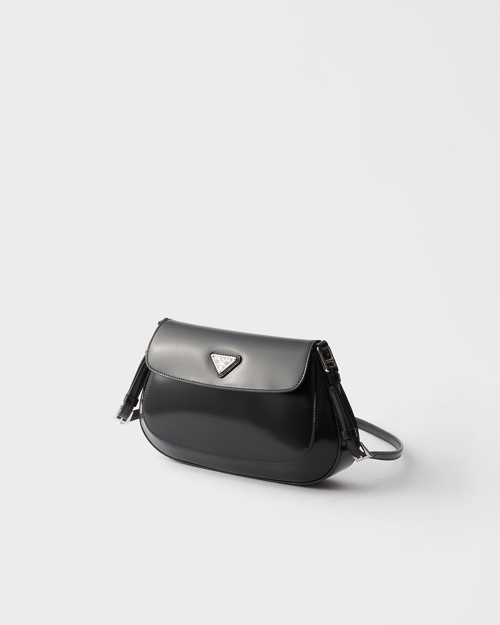 Prada Cleo flap shoulder bag in black brushed leather – view 2
