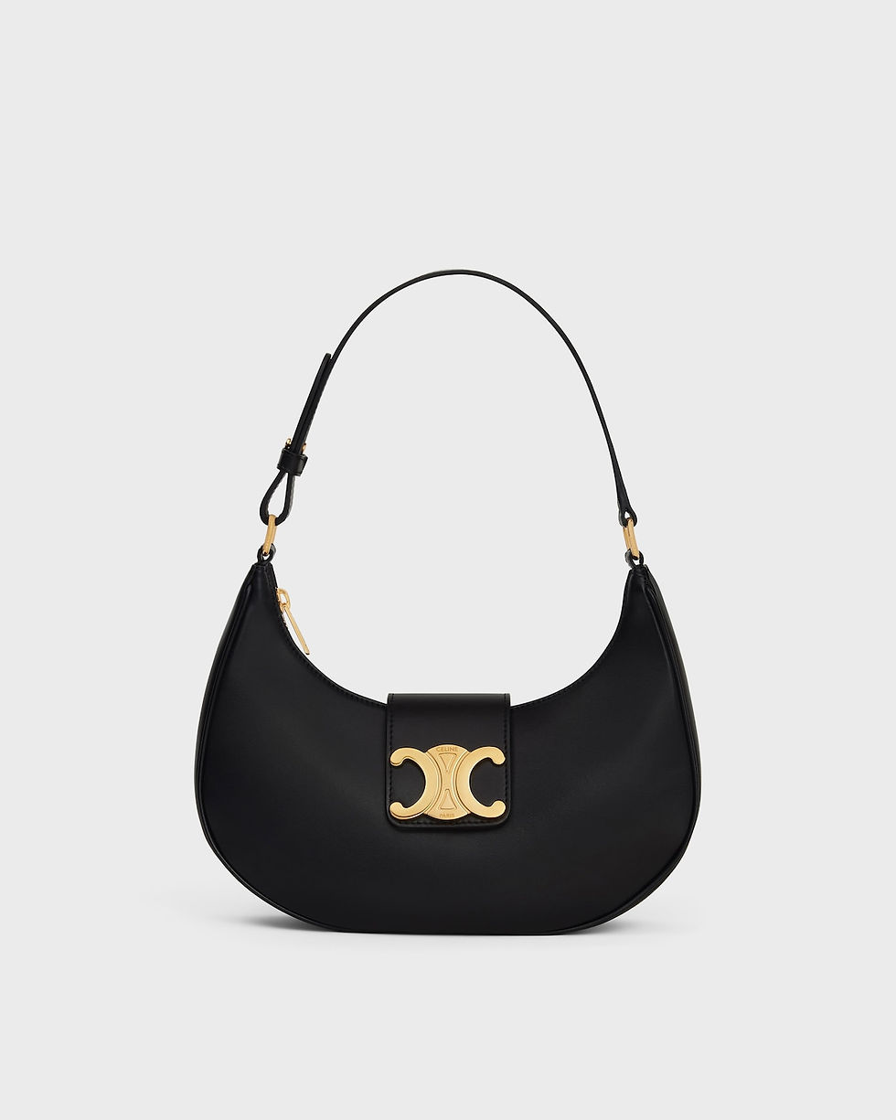 Celine Medium Ava Triomphe bag in black smooth calfskin – front view