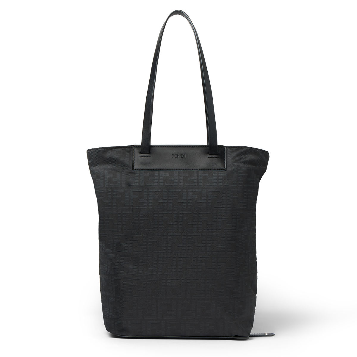 Fendi North-South Shopper in black Superlight FF Zucca fabric – front view