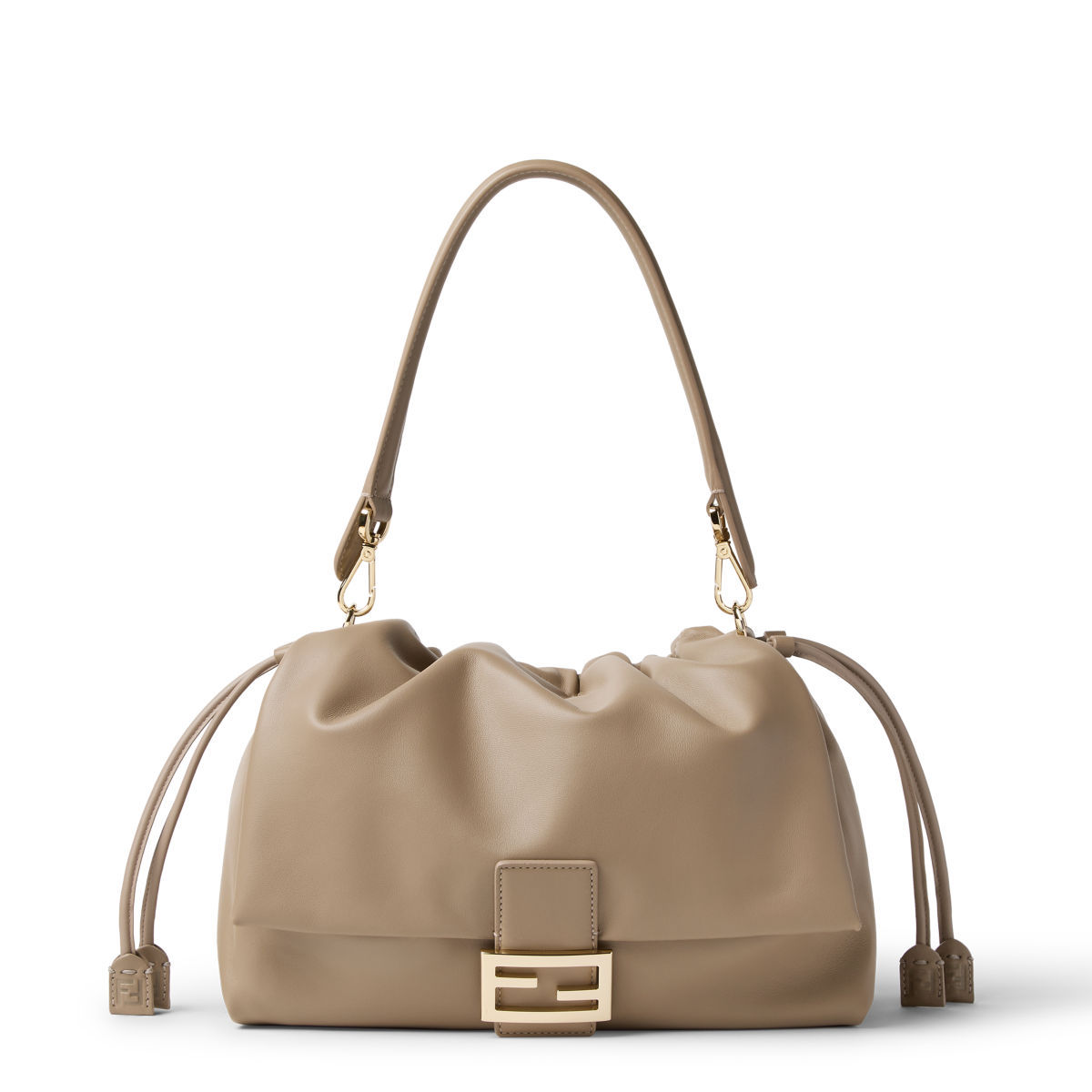 Fendi Baguette Soft Large bag in dove grey nappa leather – front view