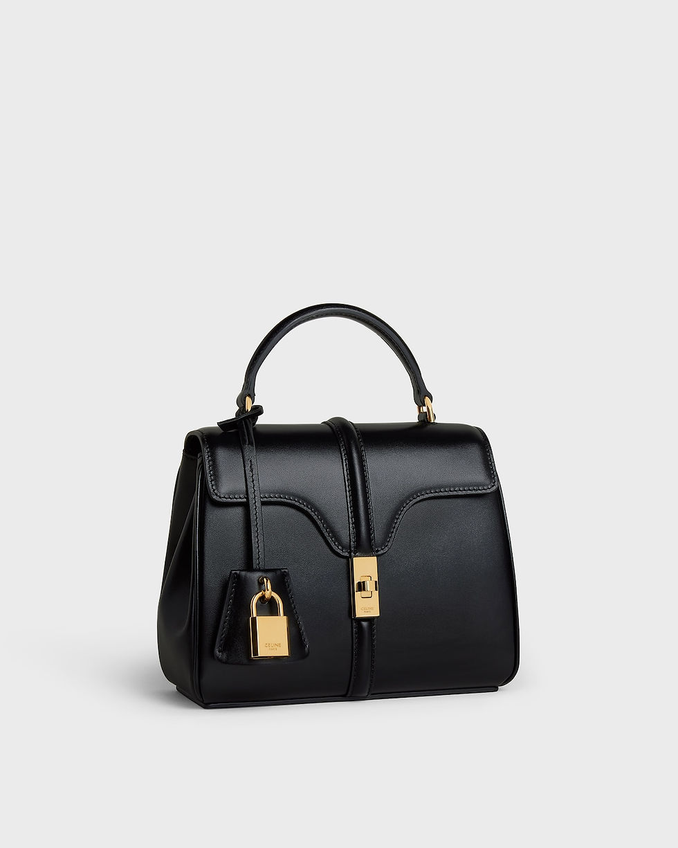 Thumbnail: Celine Mini 16 bag in black satinated calfskin – view 2