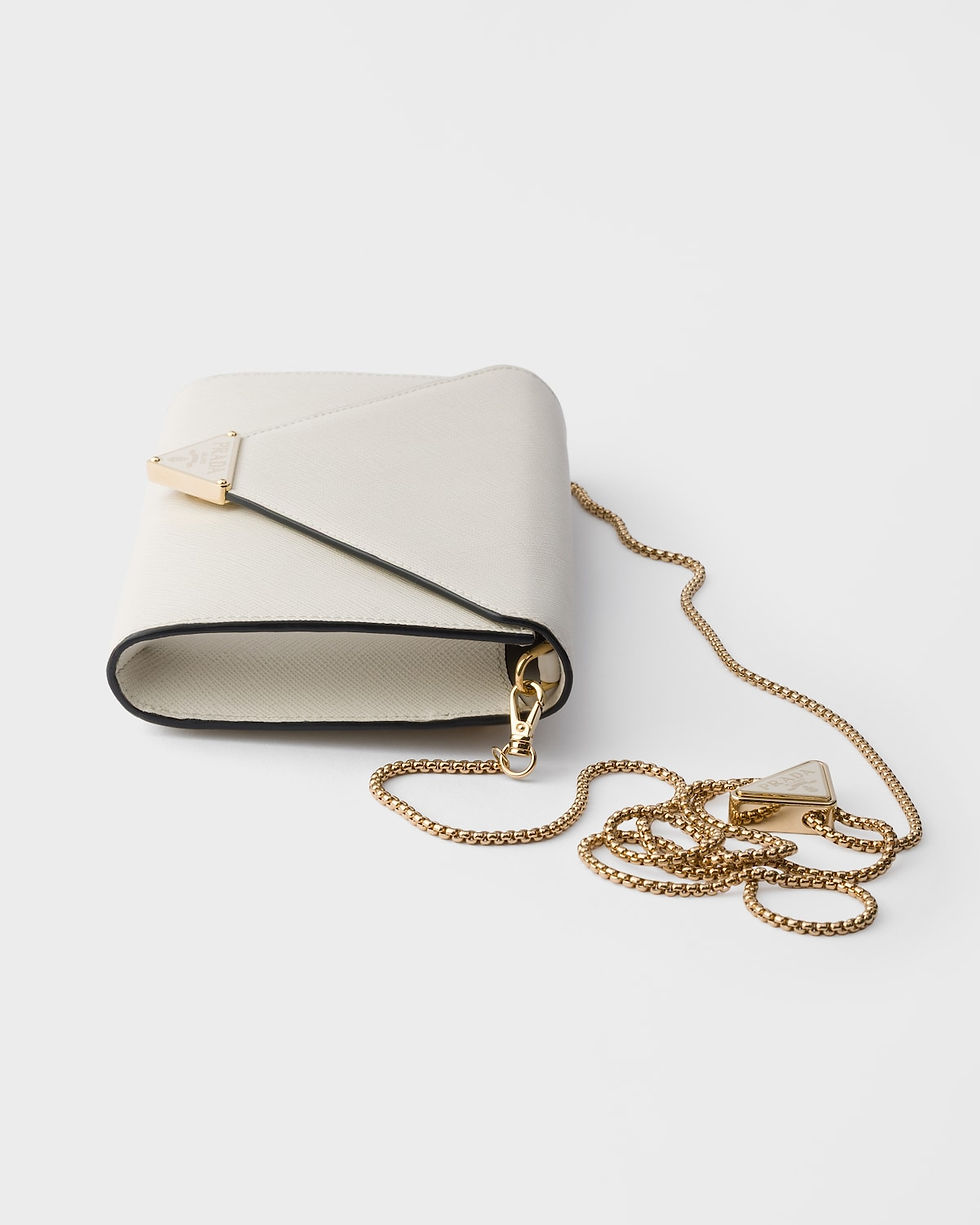 Thumbnail: Prada triangle logo mini bag in chalk white Saffiano leather – view 6