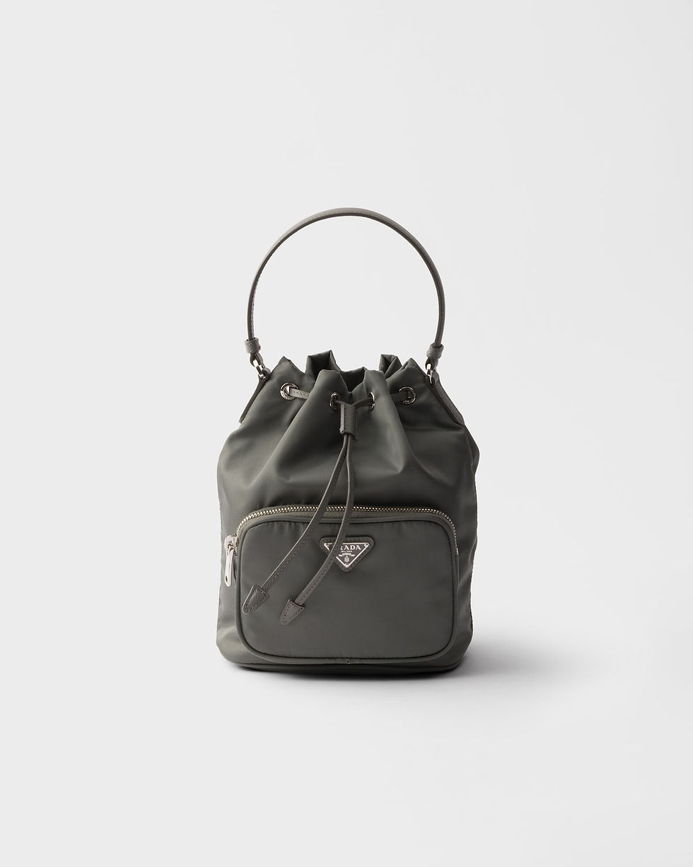 Prada Duet bucket bag in mercury Re-Nylon – front view