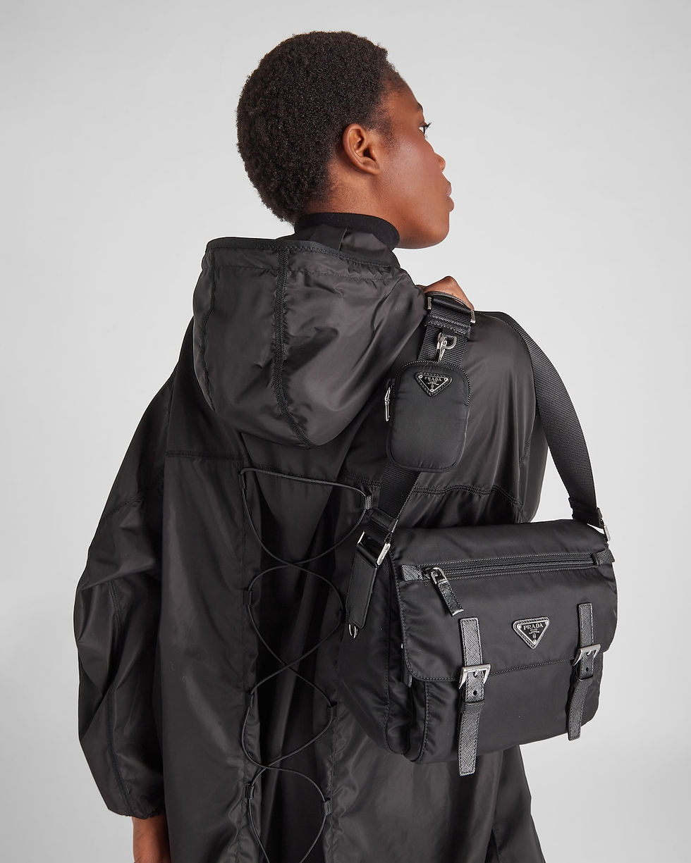 Prada shoulder bag with pouch in black Re-Nylon – view 2