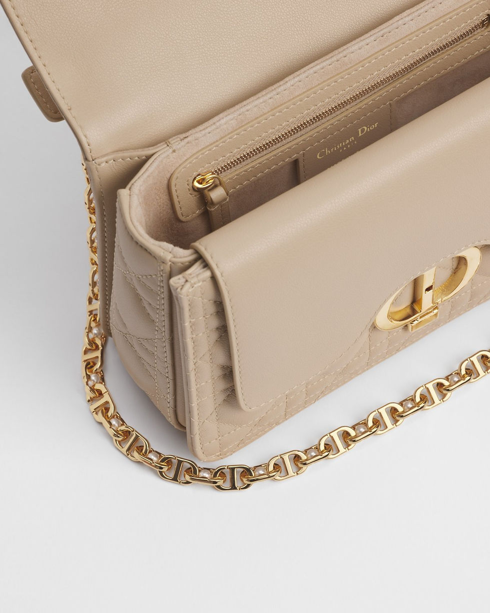 Dior Small Jolie Top Handle bag in powder beige Cannage calfskin – view 2