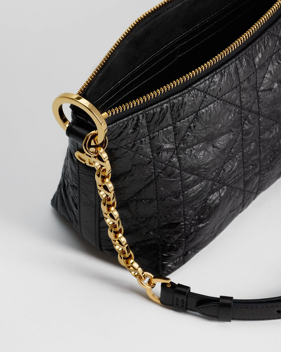 Dior Diorstar Hobo Bag with Chain in black Macrocannage crinkled calfskin – view 2