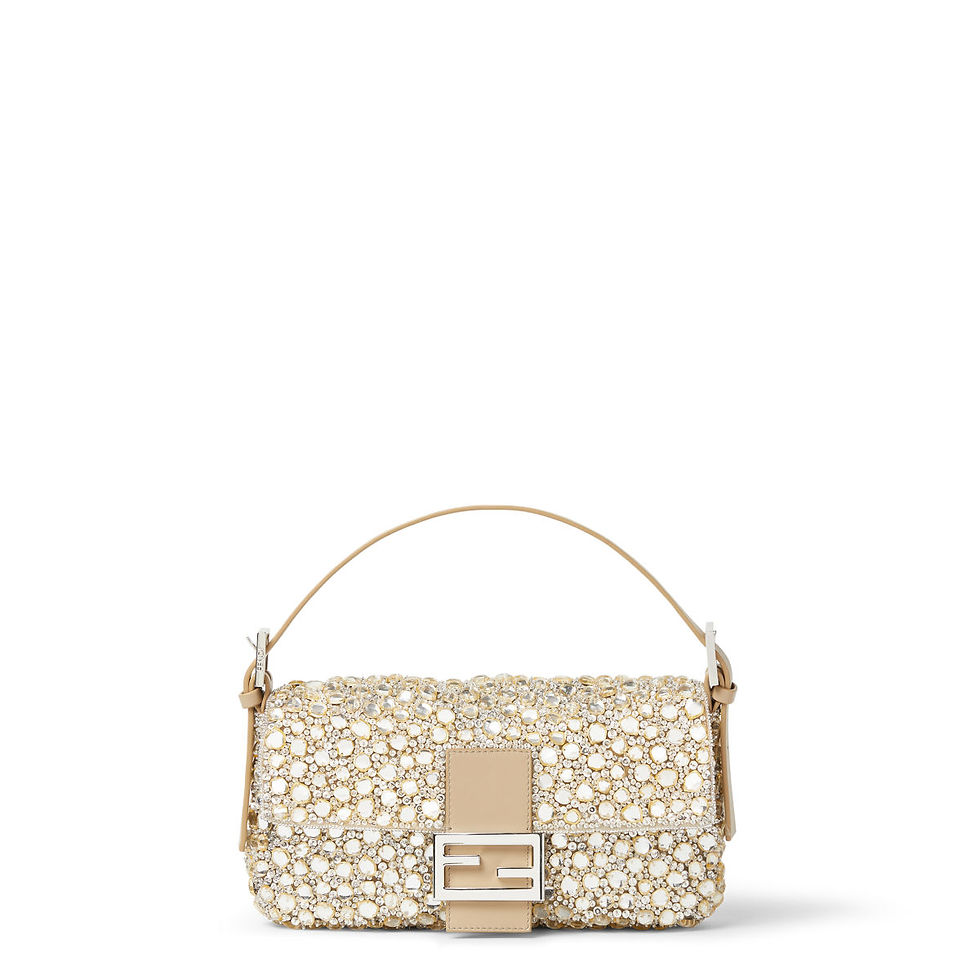 Fendi Baguette 26424 bag in beige crystal embroidery – front view