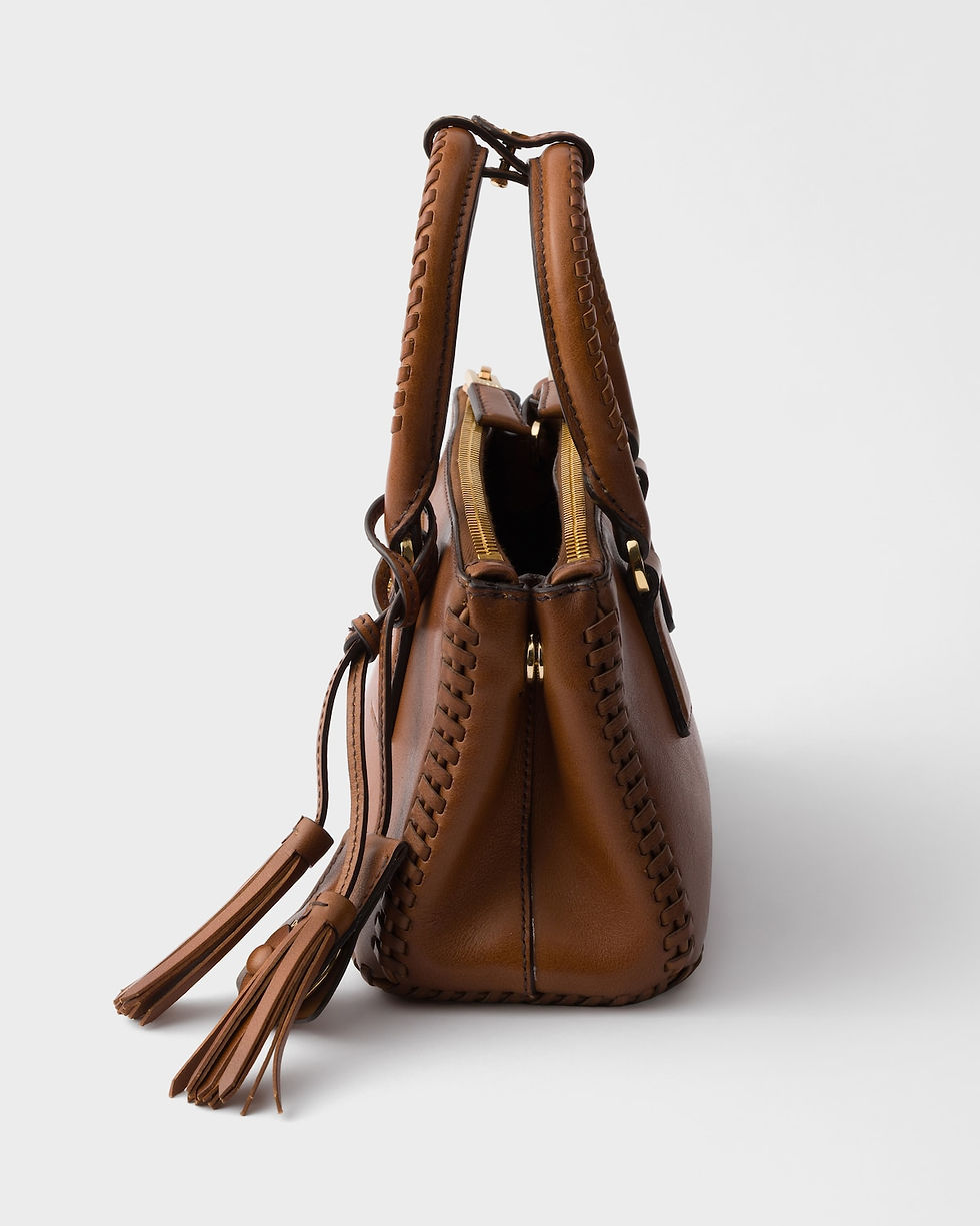 Thumbnail: Prada Galleria mini bag in cognac shaded leather with edge stitching – view 7