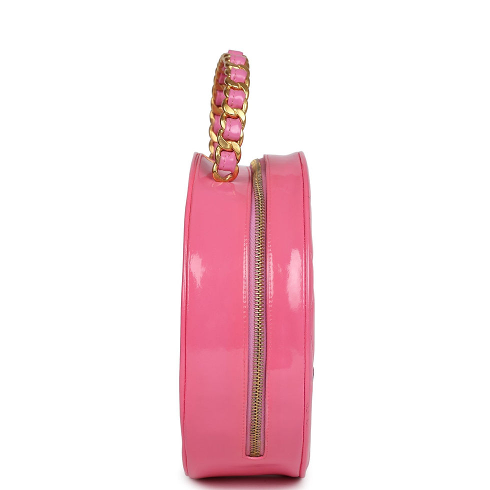 Thumbnail: Side profile highlighting the zip closure in pink patent leather